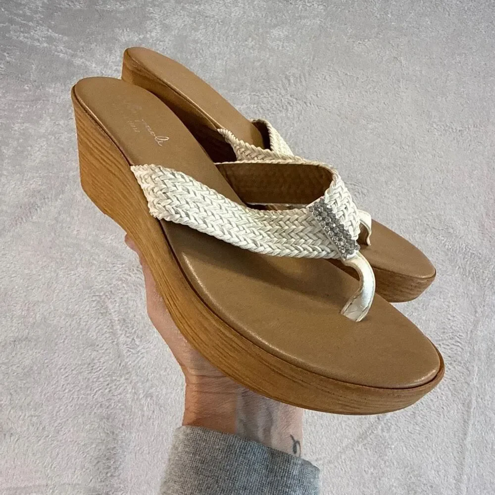 Mila Paoli Braided Leather Wedge Sandals size 9